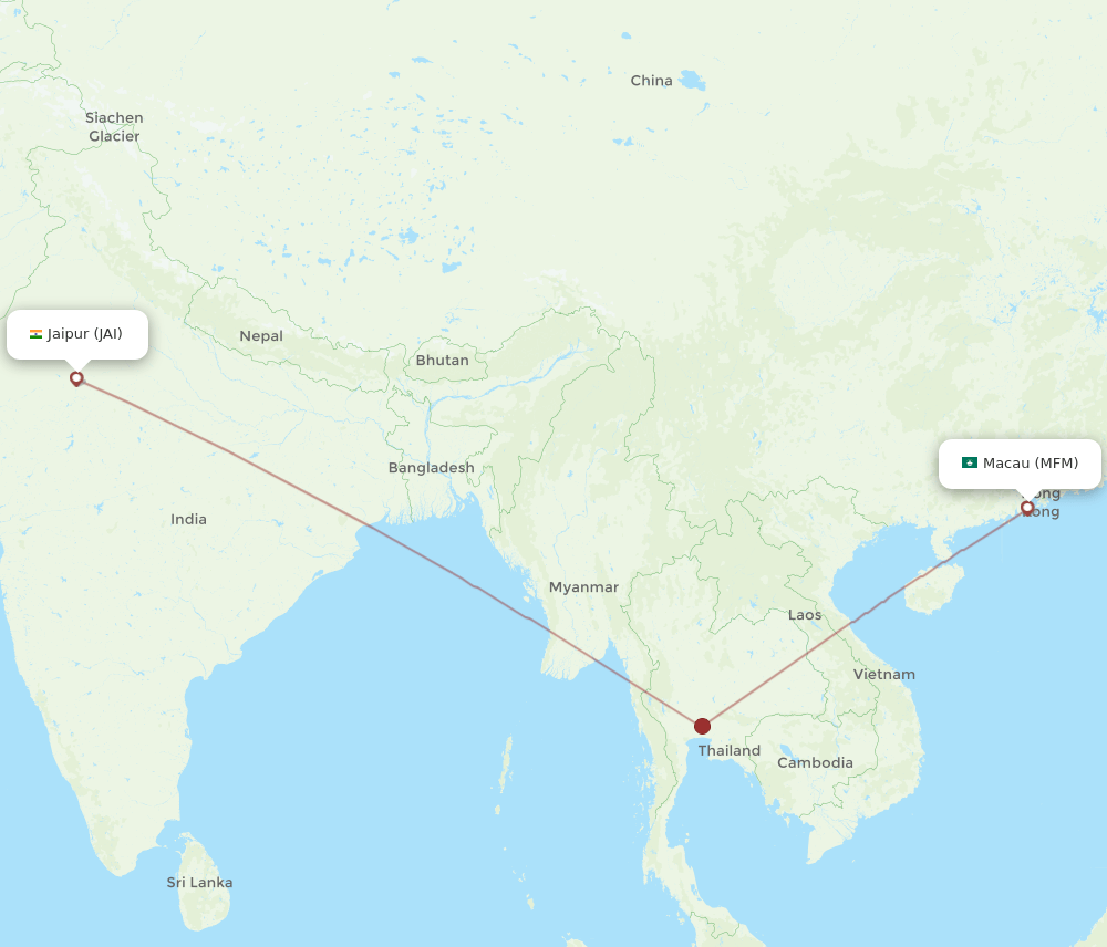 JAI to MFM flights and routes map