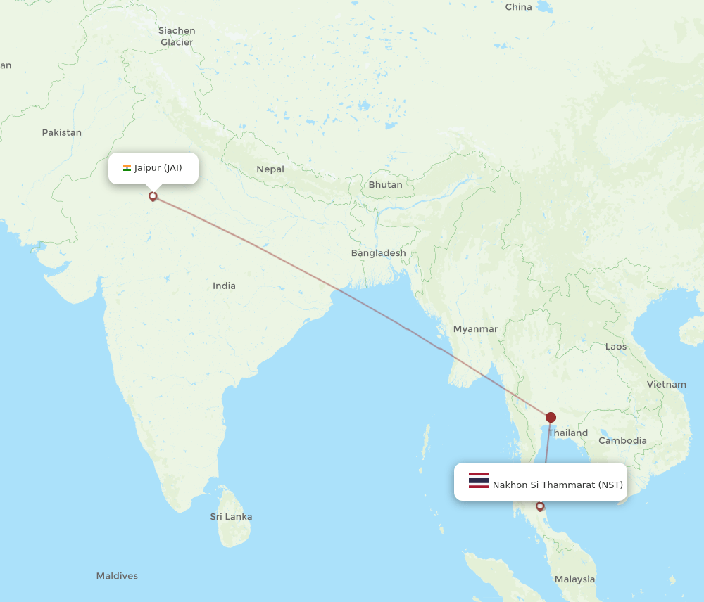 JAI to NST flights and routes map