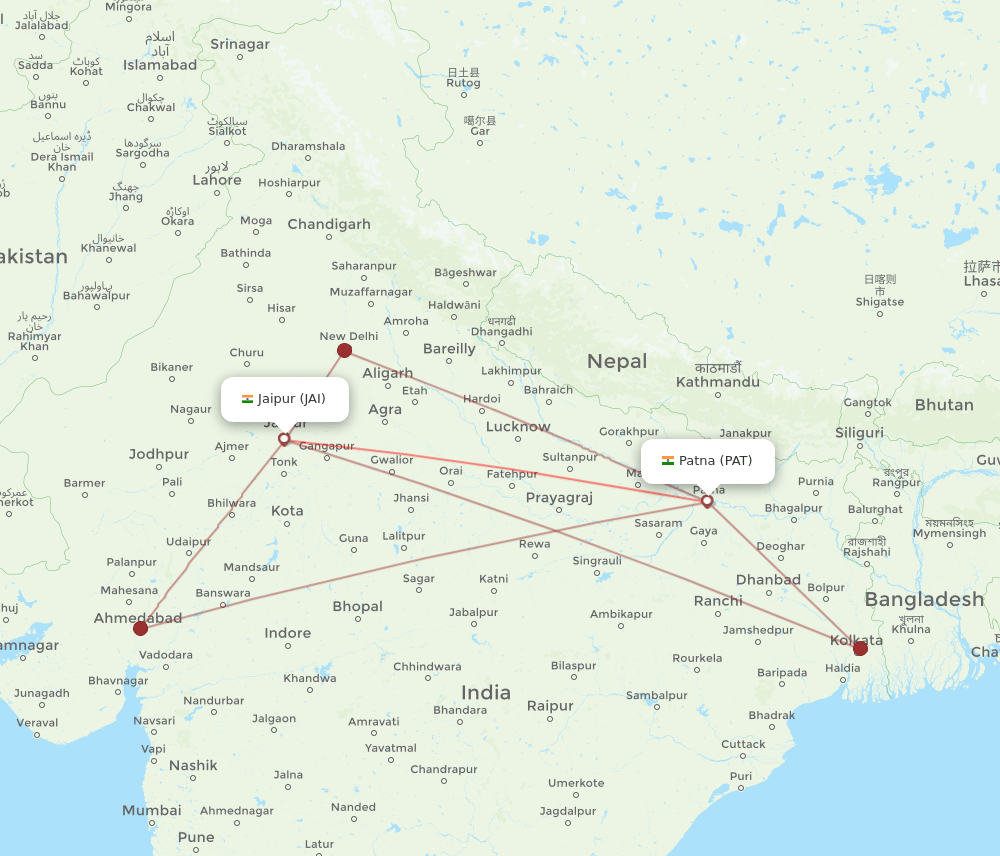 JAI-PAT flight routes