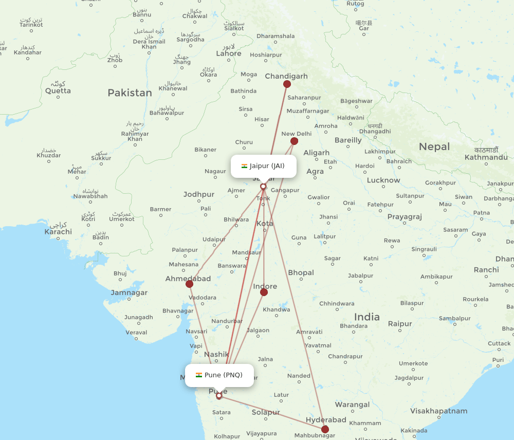 JAI-PNQ flight routes