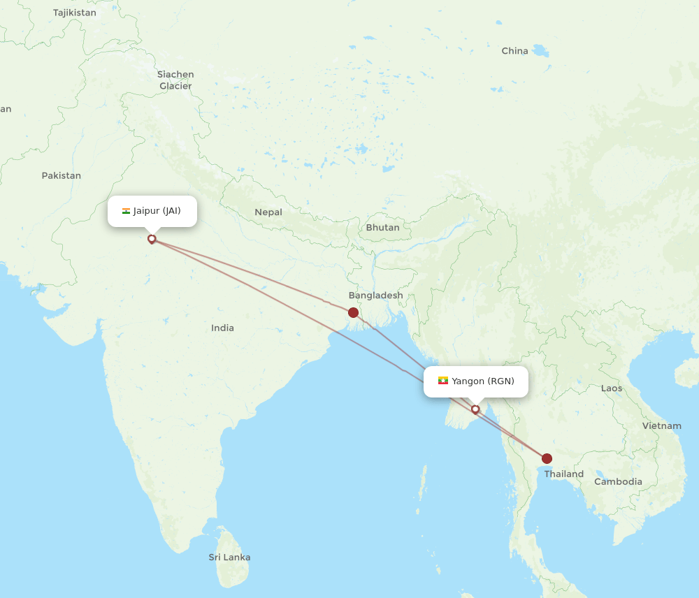 JAI-RGN flight routes