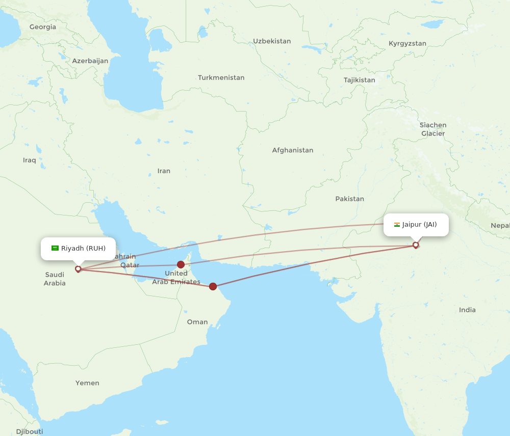 JAI-RUH flight routes