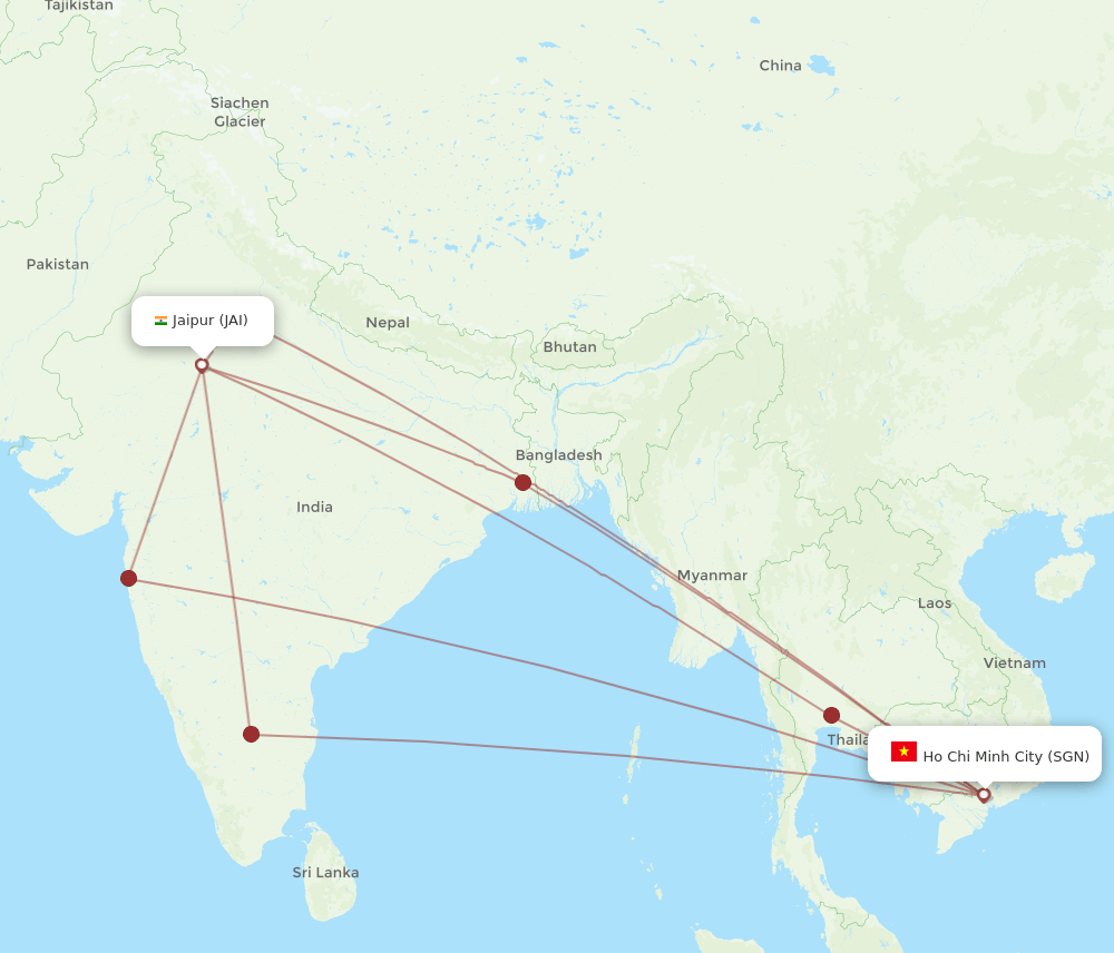 JAI-SGN flight routes