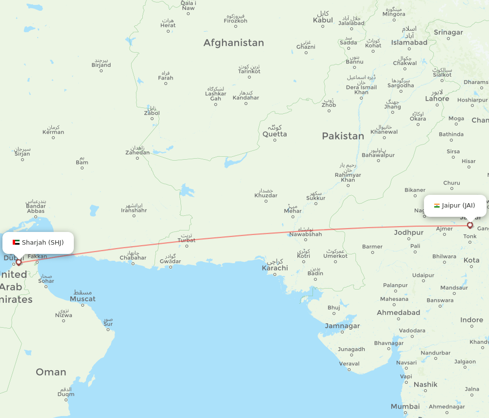 JAI-SHJ flight routes