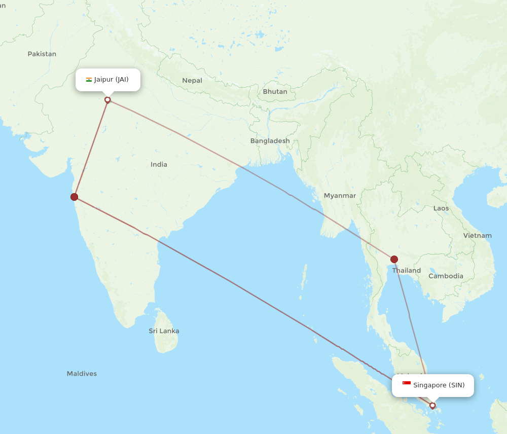 JAI-SIN flight routes
