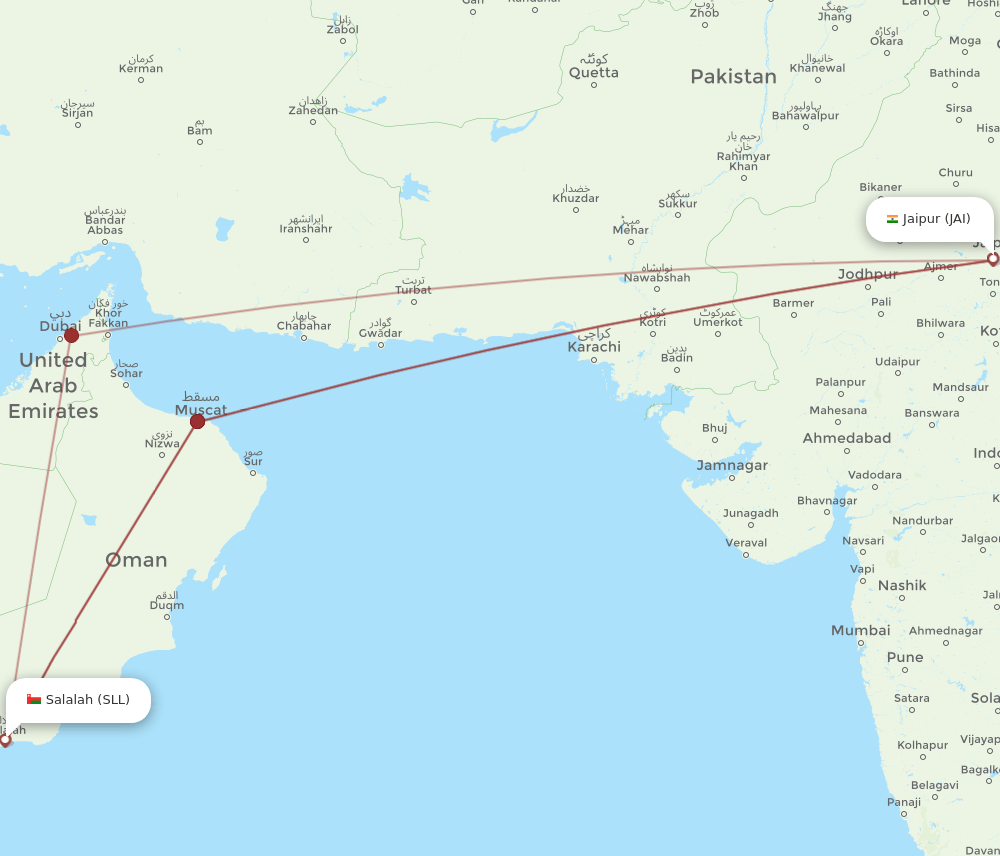 JAI-SLL flight routes