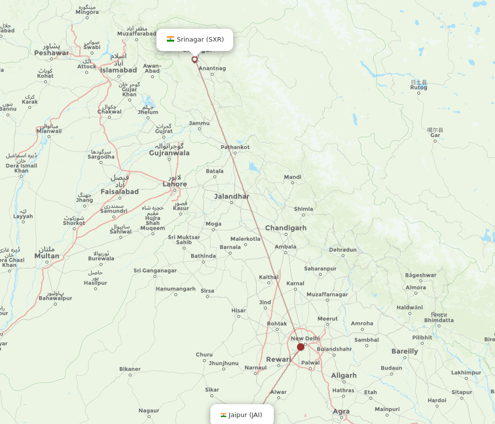 JAI-SXR flight routes