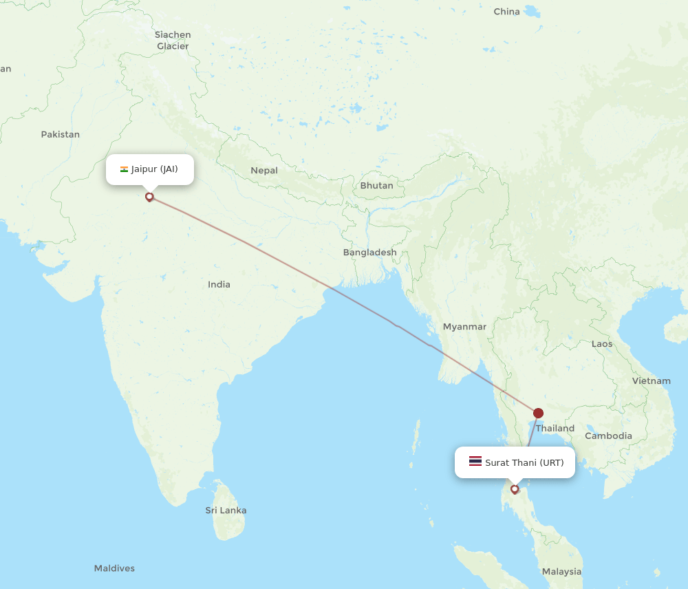 JAI-URT flight routes