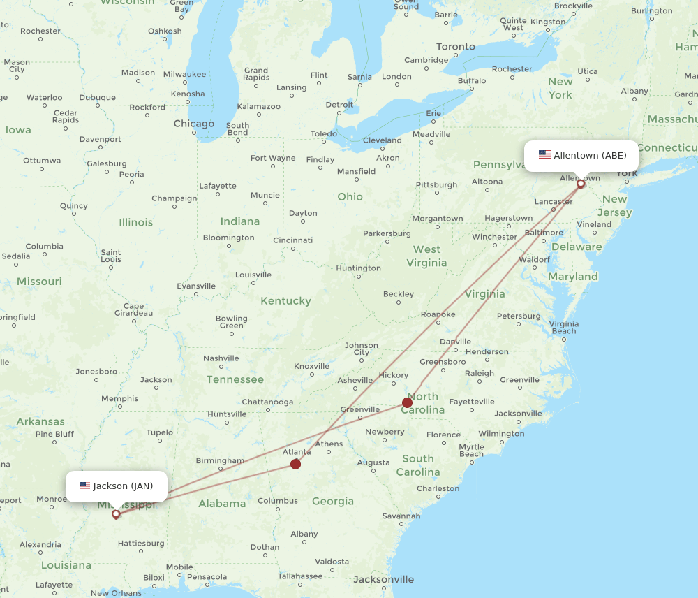 JAN-ABE flight routes