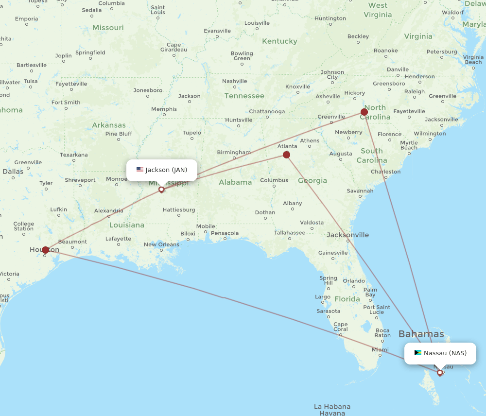 JAN-NAS flight routes
