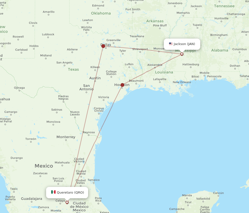 JAN-QRO flight routes