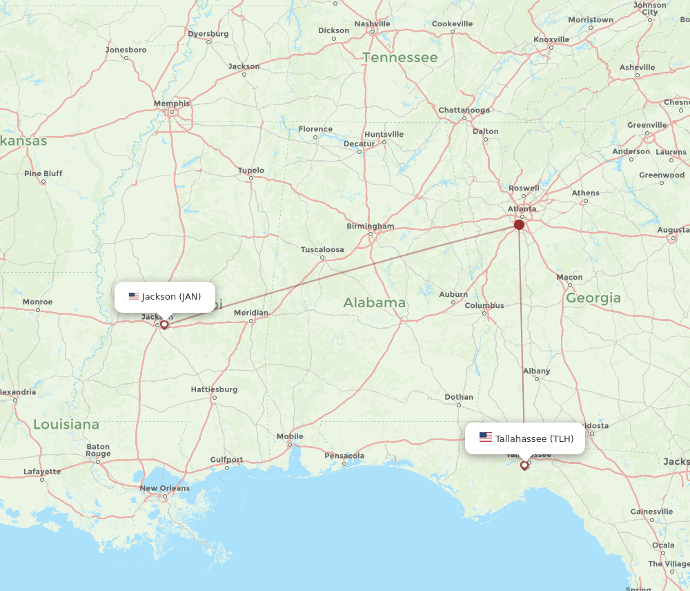JAN-TLH flight routes