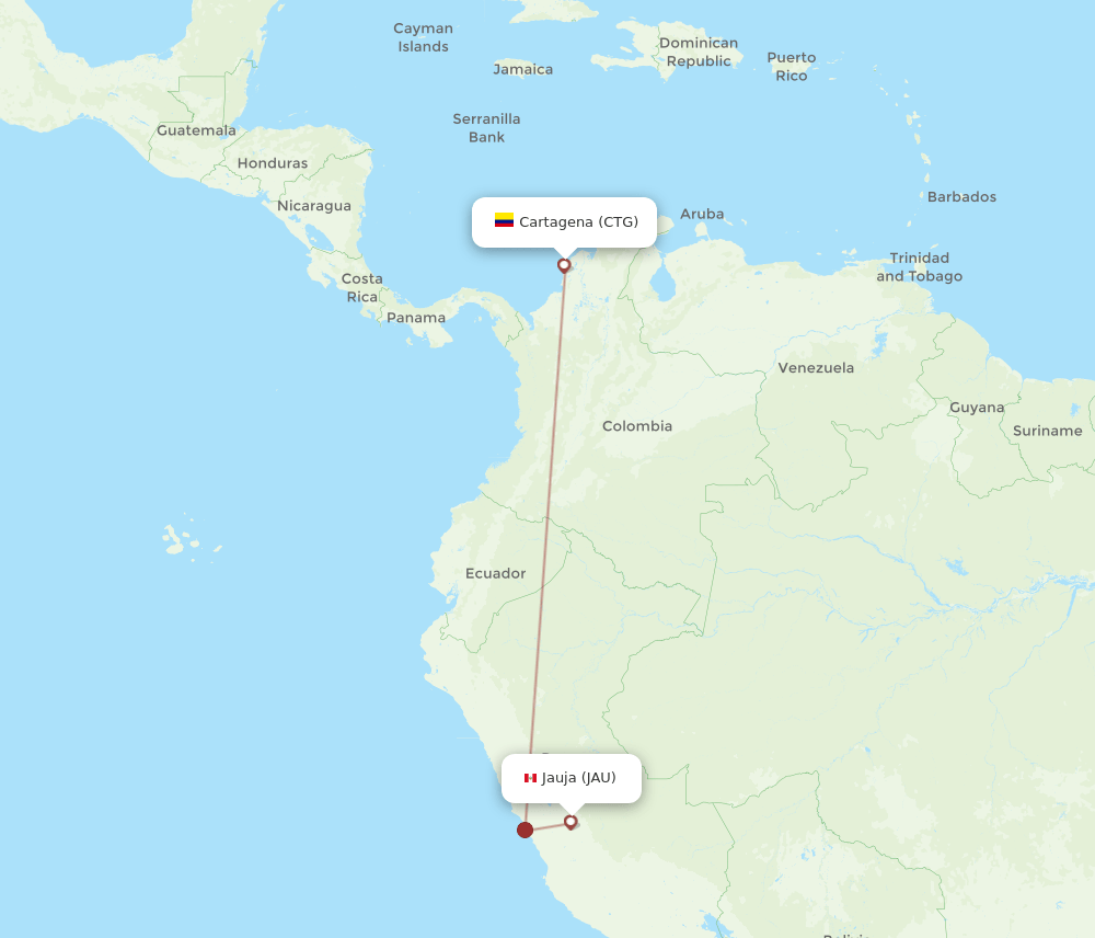 JAU to CTG flights and routes map