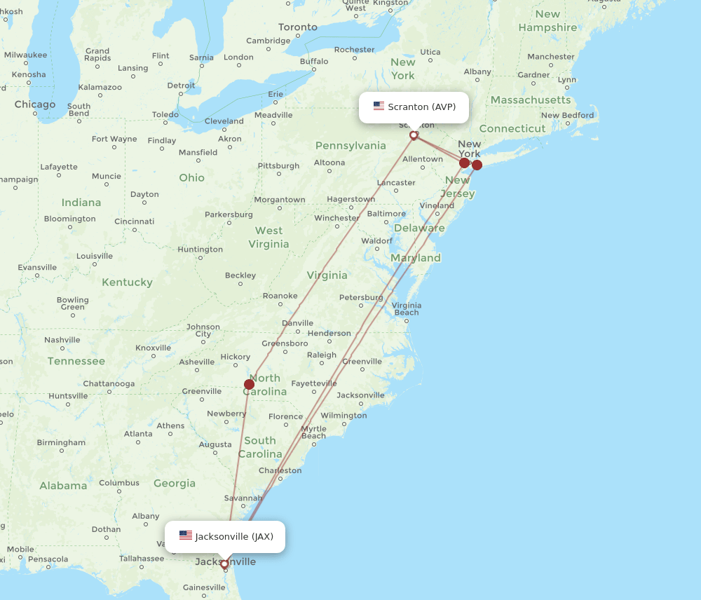JAX-AVP flight routes