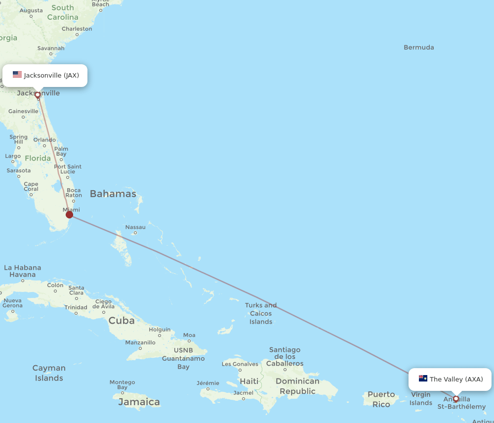 JAX-AXA flight routes