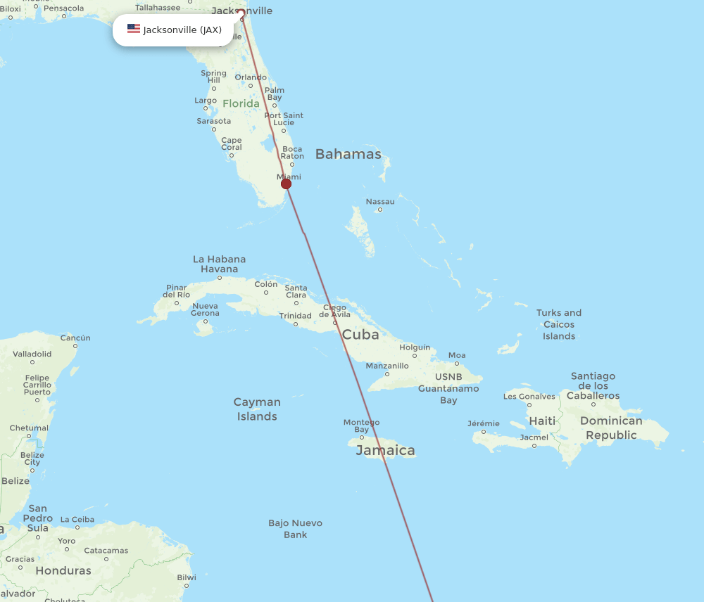 JAX-BAQ flight routes