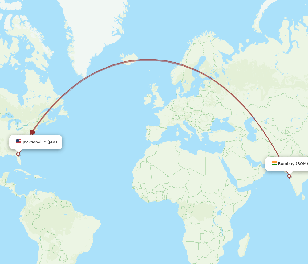JAX-BOM flight routes