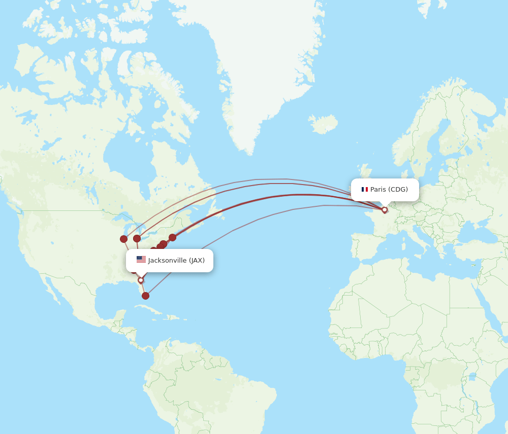 JAX-CDG flight routes