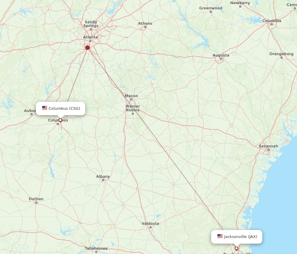 JAX-CSG flight routes