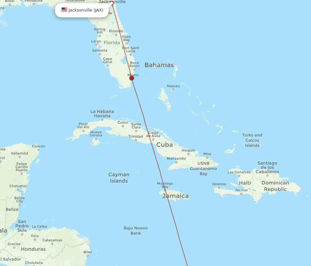 JAX-CTG flight routes