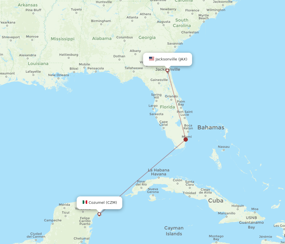 JAX-CZM flight routes