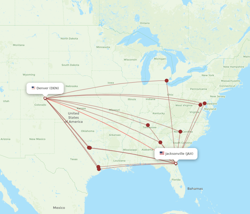 JAX-DEN flight routes