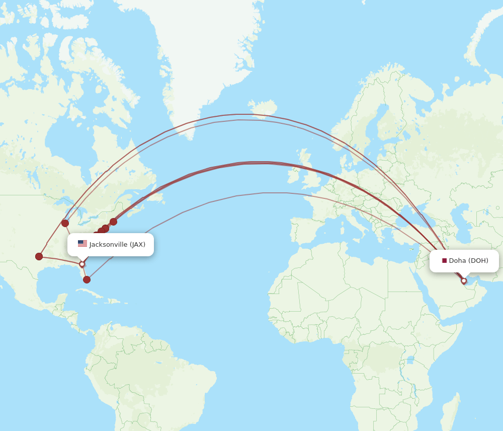 JAX-DOH flight routes