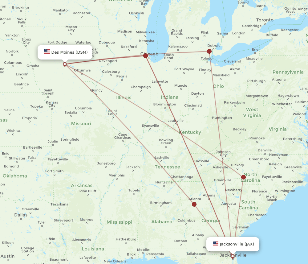 JAX-DSM flight routes