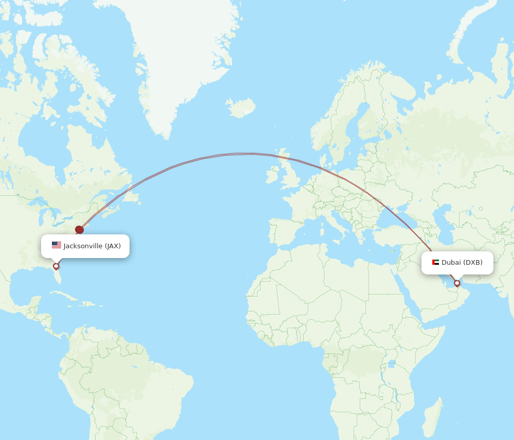 JAX-DXB flight routes