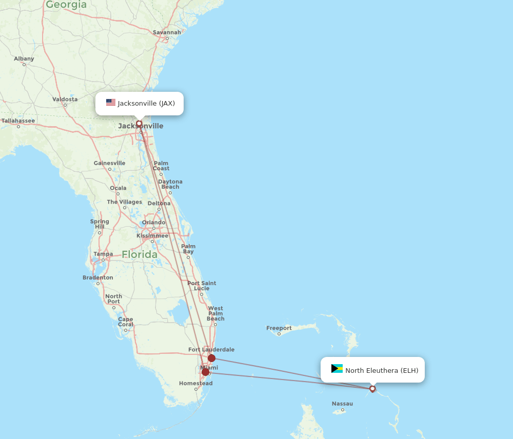 JAX-ELH flight routes