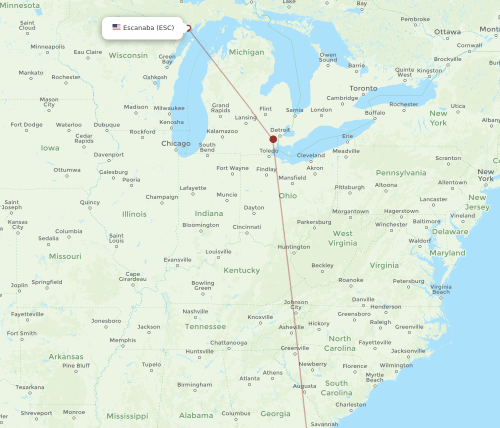 JAX-ESC flight routes