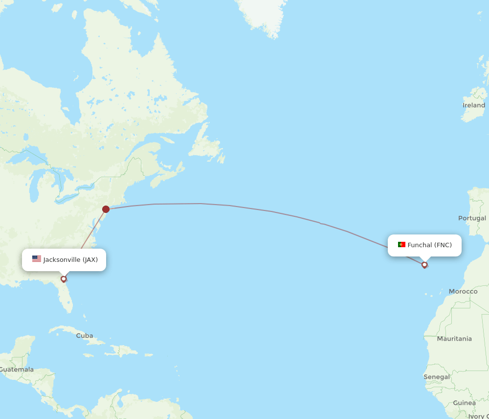 JAX-FNC flight routes