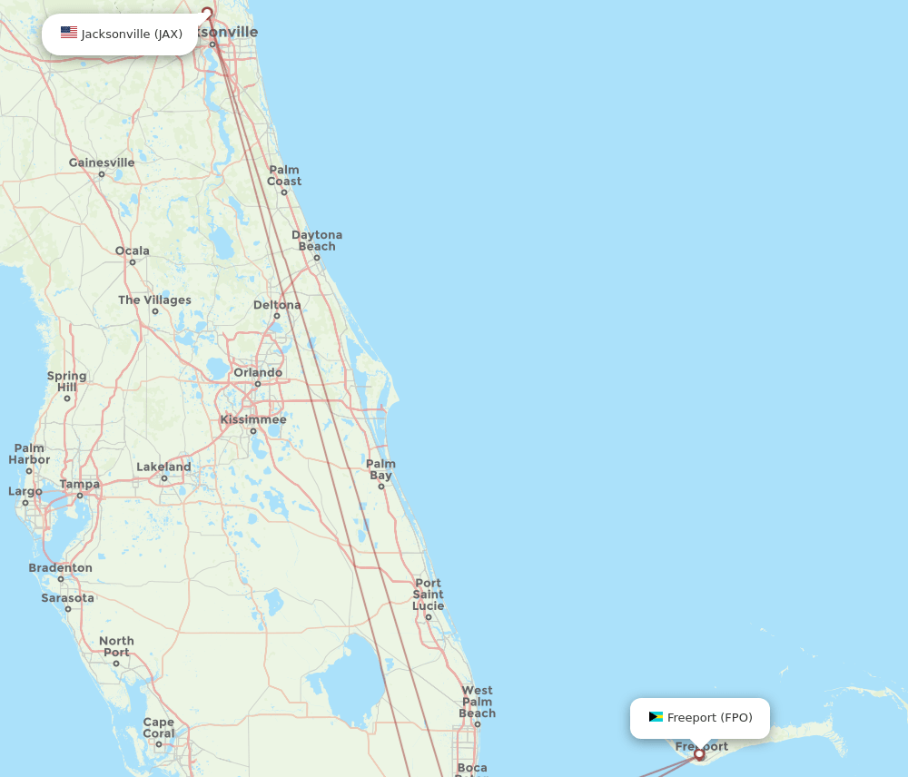 JAX-FPO flight routes