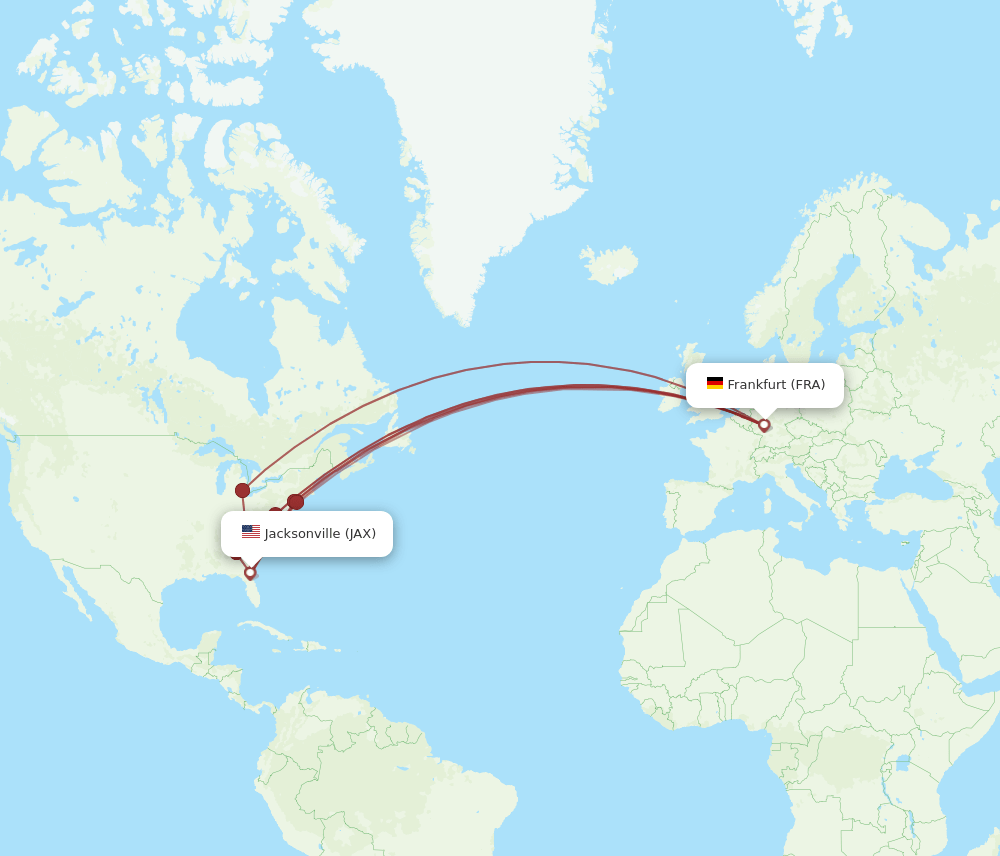 JAX-FRA flight routes