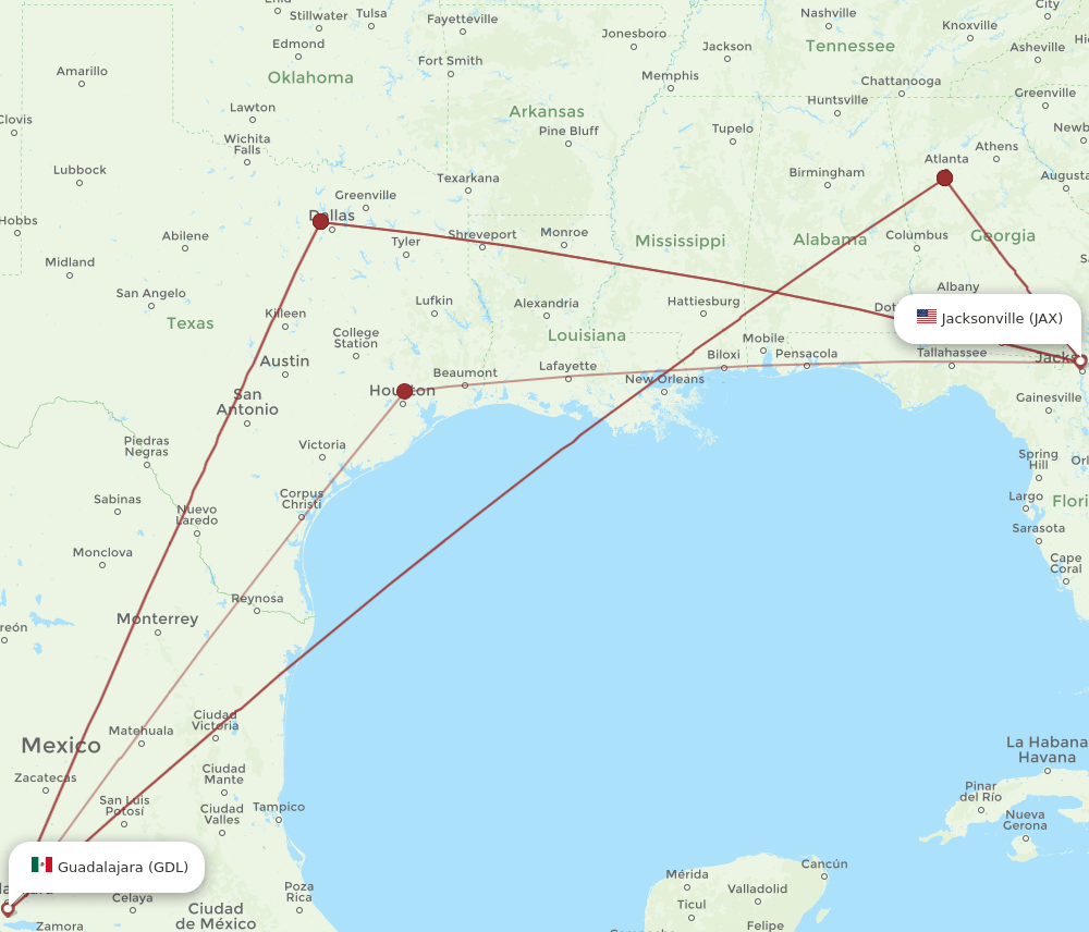 JAX-GDL flight routes