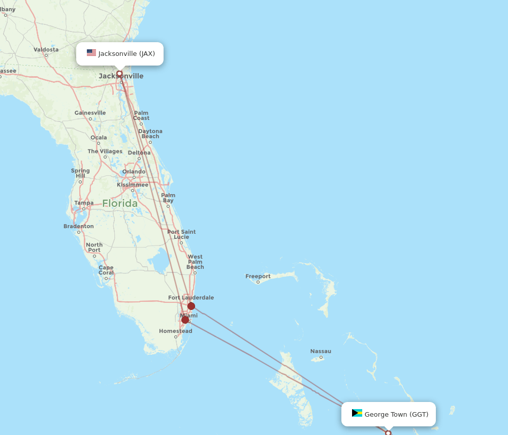 JAX-GGT flight routes