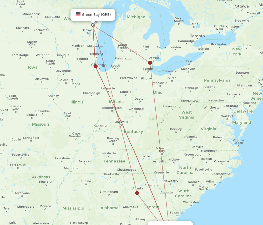 JAX-GRB flight routes