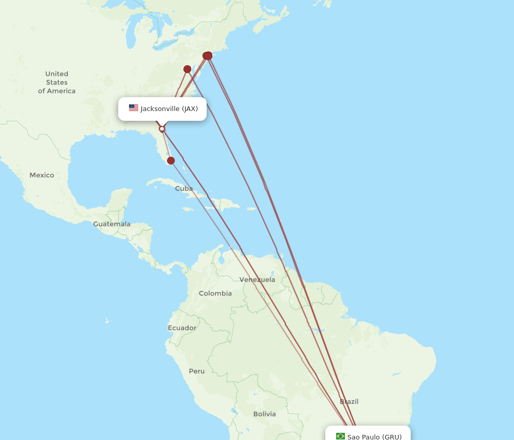JAX-GRU flight routes