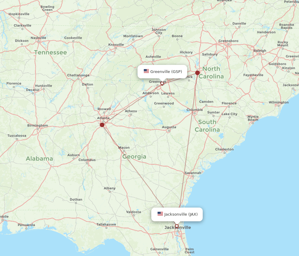 JAX-GSP flight routes