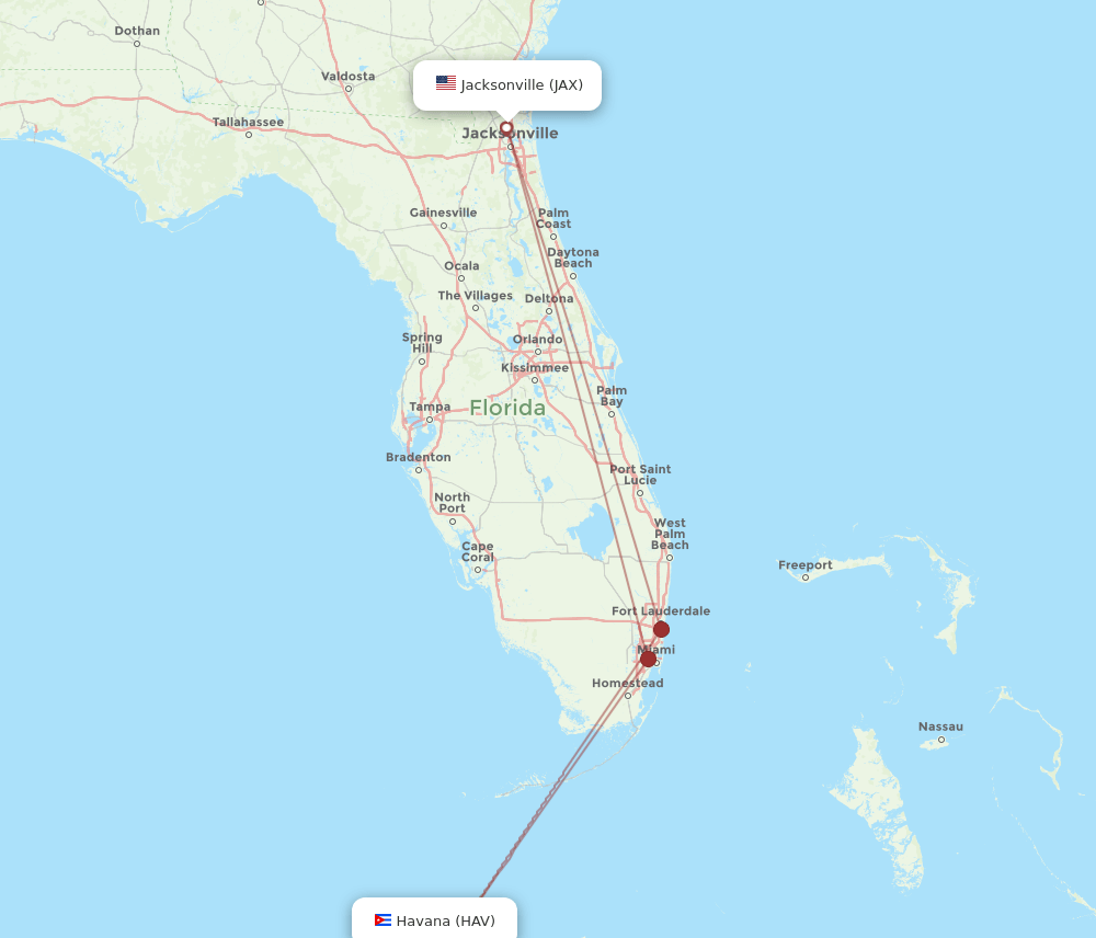 JAX-HAV flight routes