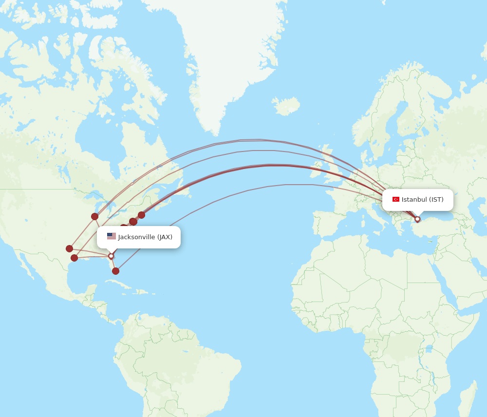 JAX-IST flight routes