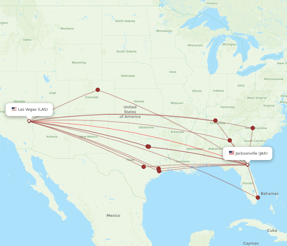JAX-LAS flight routes