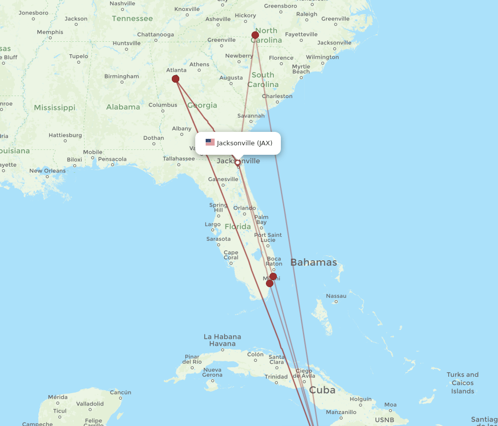 JAX-MBJ flight routes