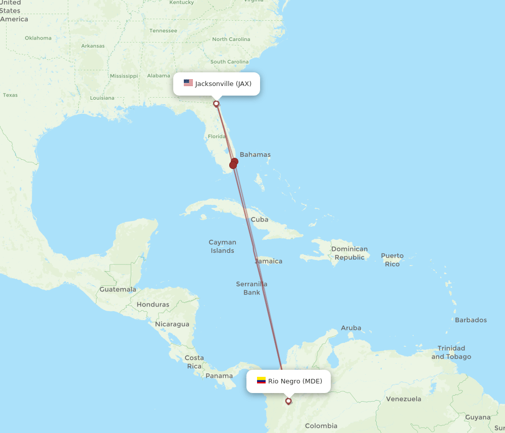 JAX-MDE flight routes