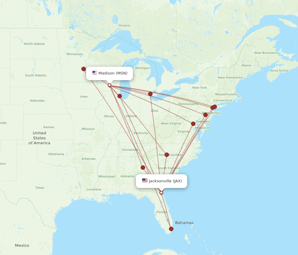 JAX-MSN flight routes