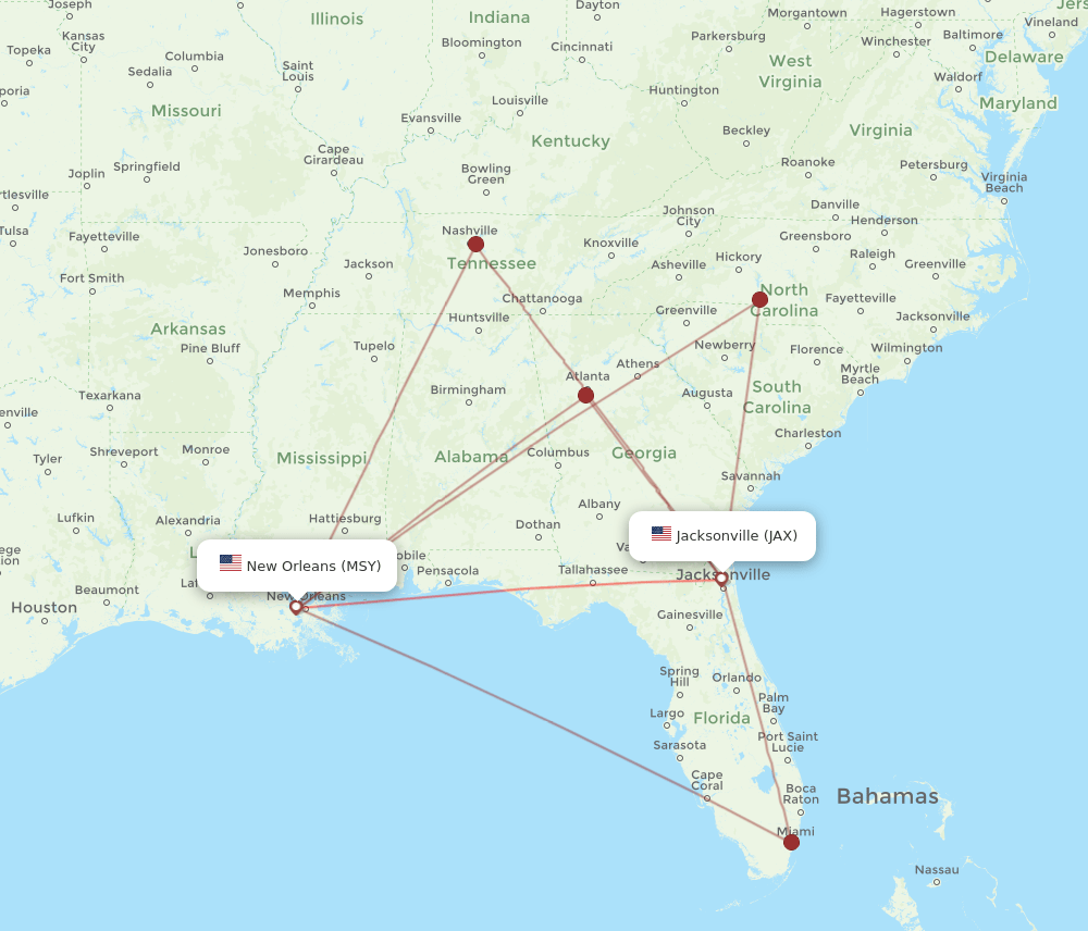 JAX-MSY flight routes