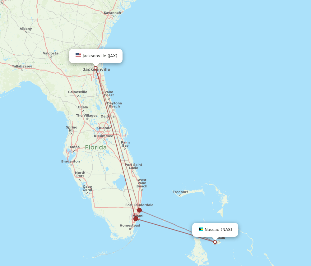 JAX-NAS flight routes