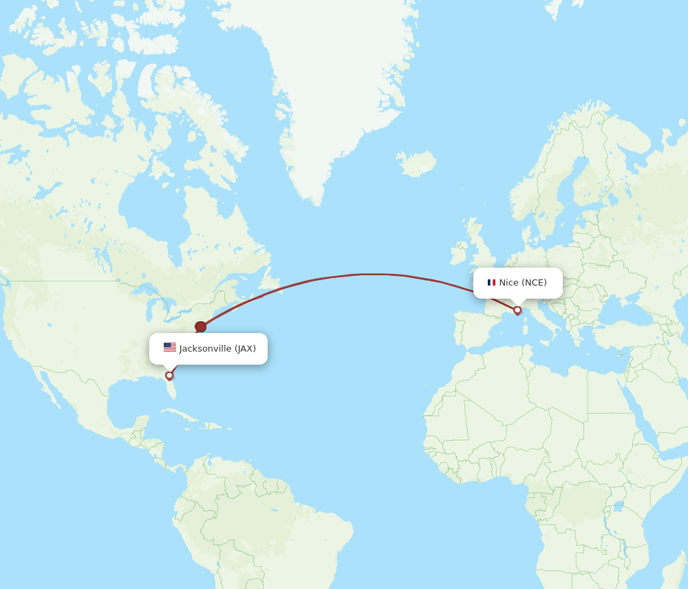 JAX-NCE flight routes