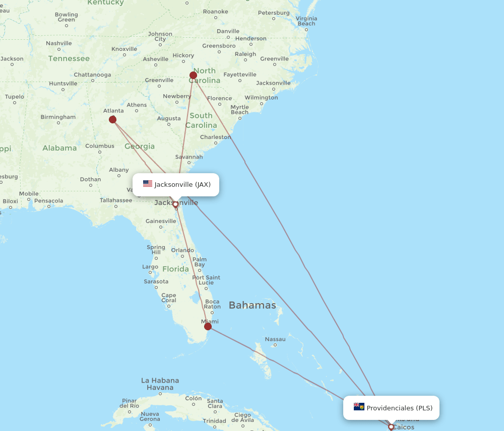 JAX-PLS flight routes