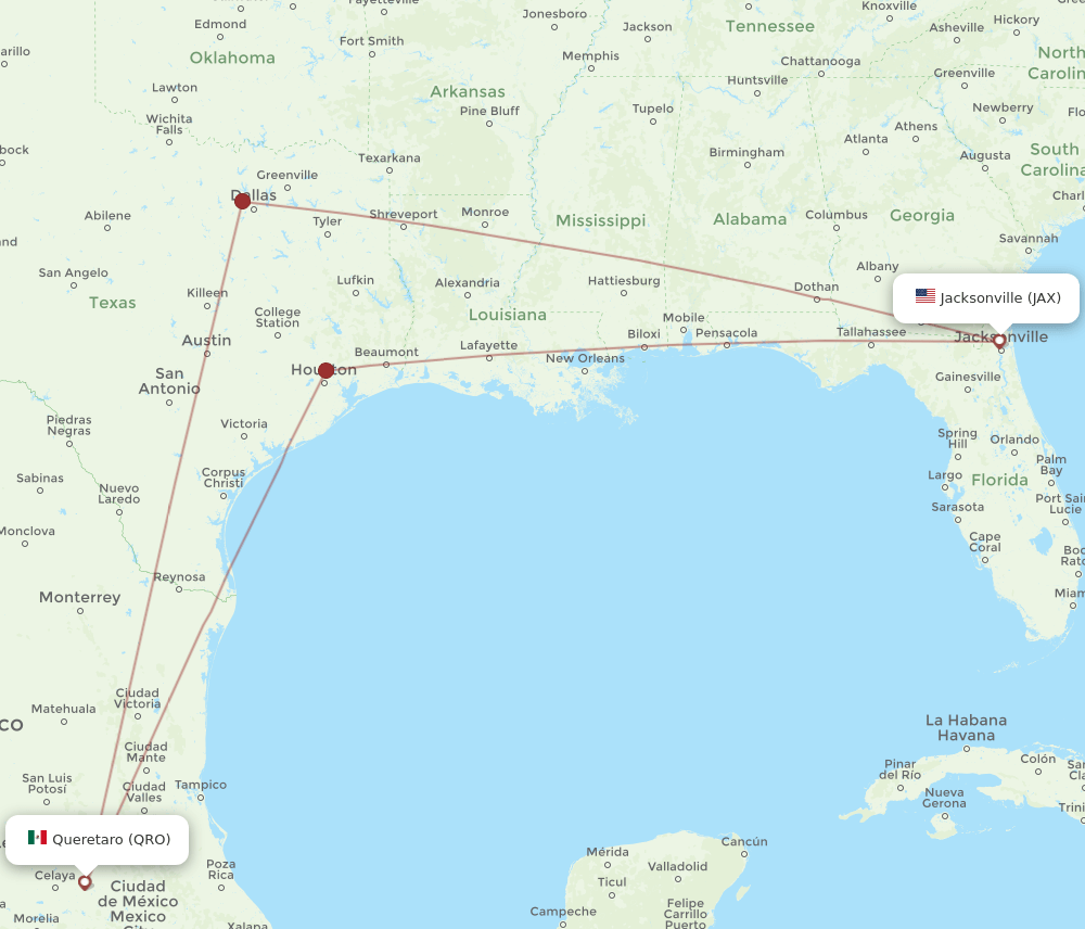 JAX-QRO flight routes